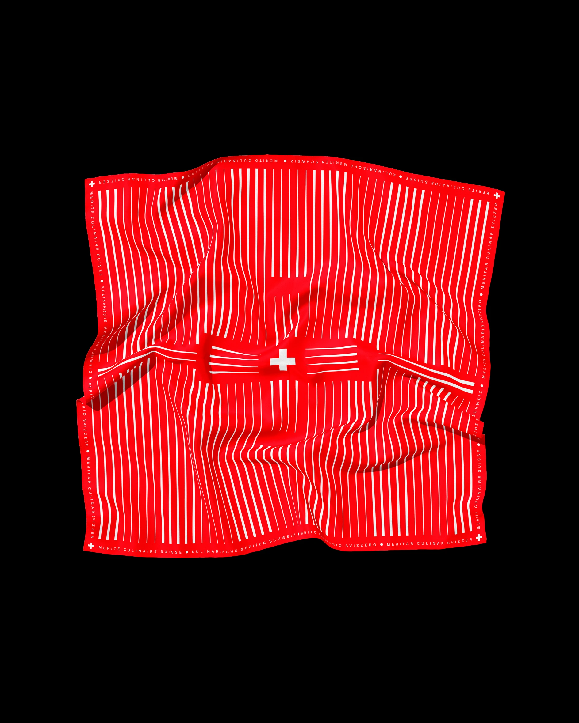 Scarf design for the Swiss Culinary Merit Award featuring an original typeface by Vincent Sauvaire